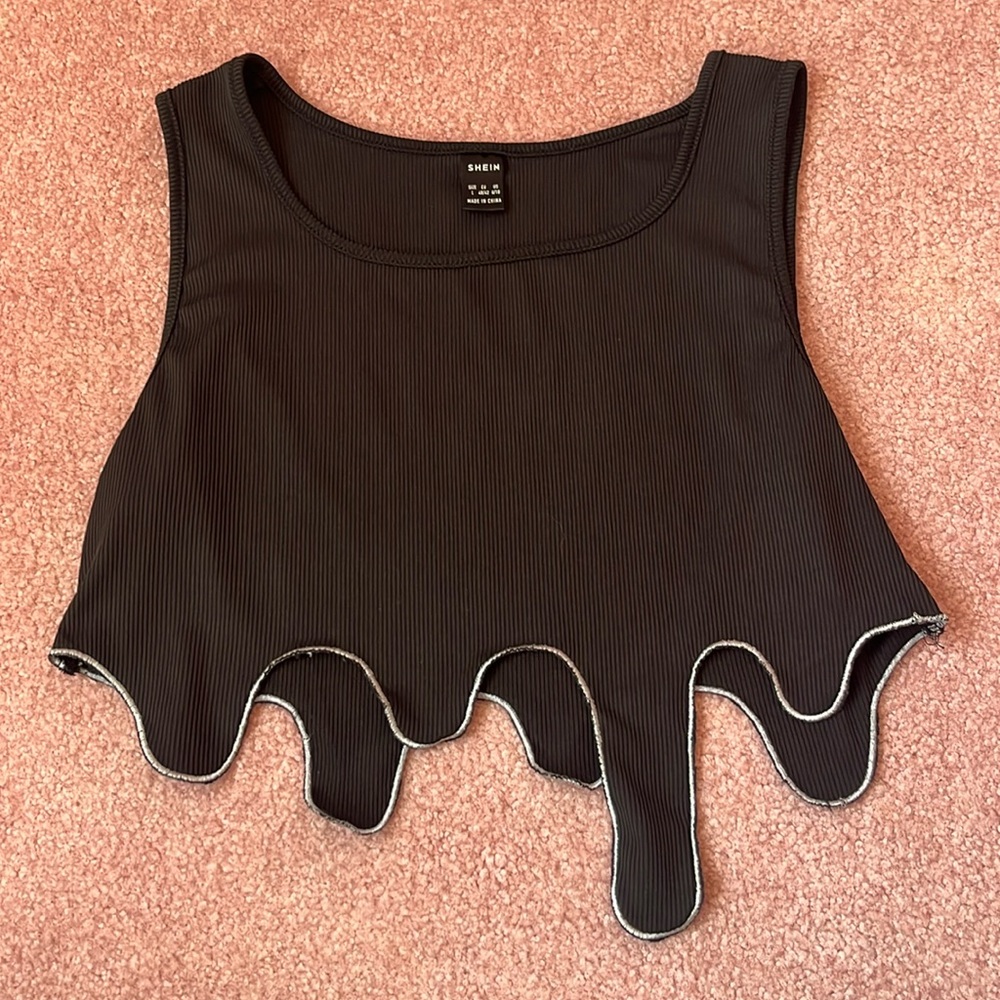SHEIN Black Top Cropped Party Size Large